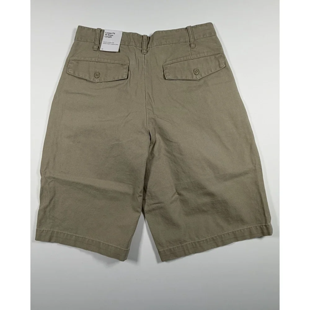 Nike New Men's Size 28 Life Pleated Chino At Knee Shorts Khaki Loose DX0643-247
